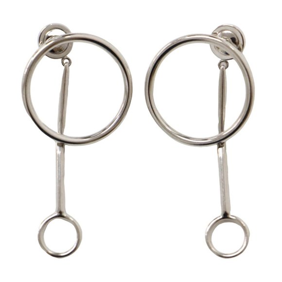 Christian Dior Circle Motif Earrings Silver Shades Women's - Picture 1 of 4
